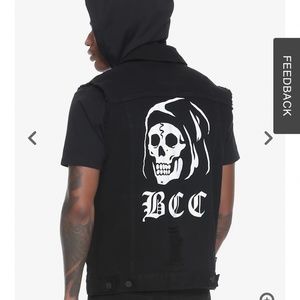 Looking for Black Denim BCC Skull Removable Hood Sleeveless
